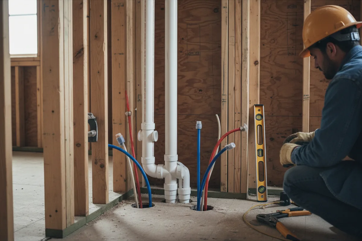 Drain and supply rough-in during Garbage Disposal Repair in Georgiana